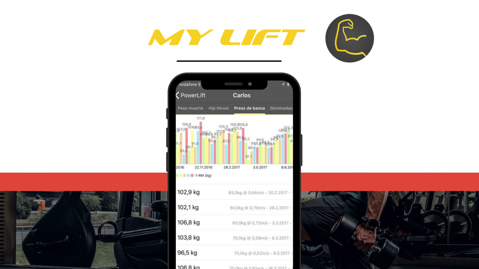 App My Lift para estimar el 1RM en press de banca