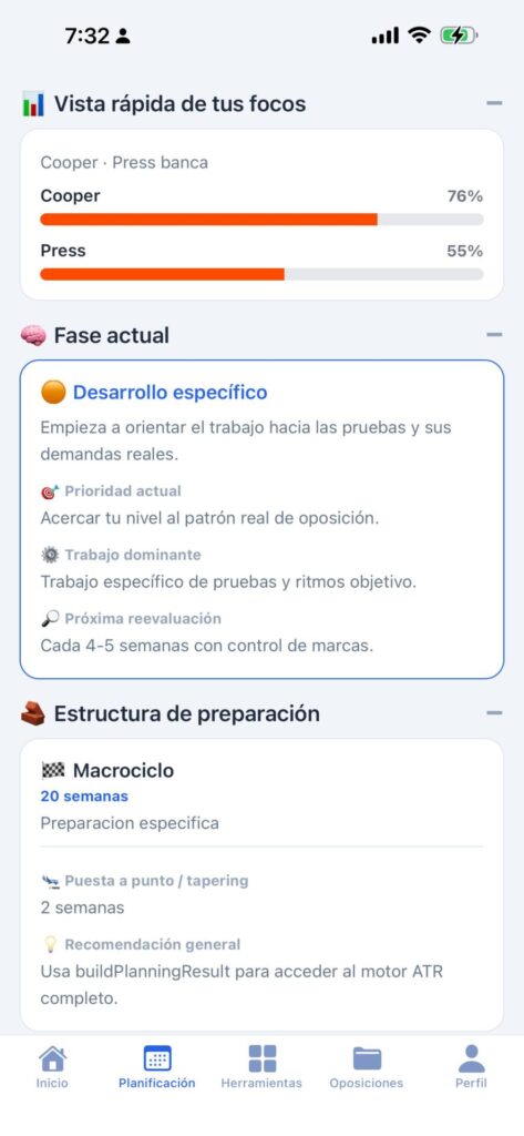 Captura de la app OpositorPro — OpositorPro