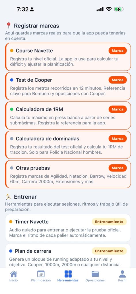 Captura de la app OpositorPro — OpositorPro