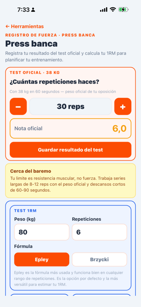 Captura de la app OpositorPro — OpositorPro