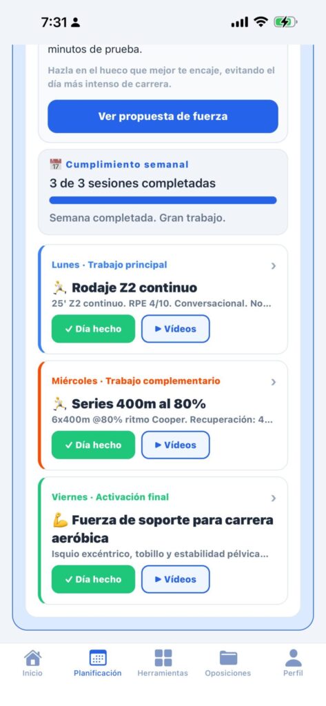 Captura de la app OpositorPro — OpositorPro
