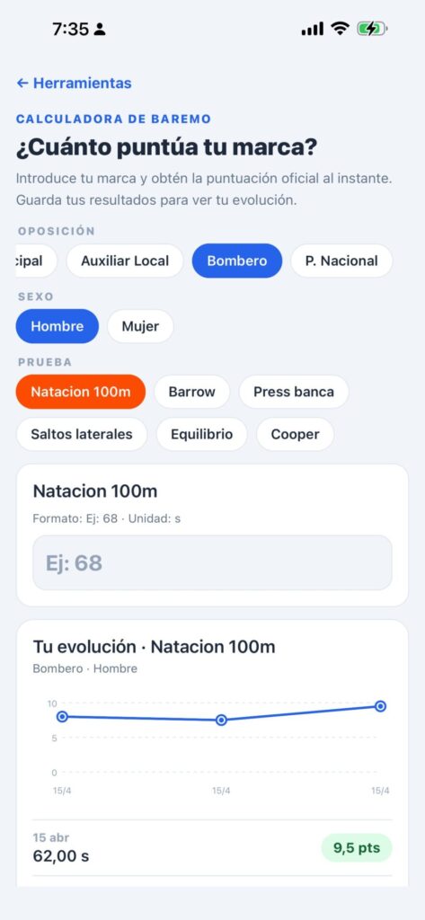 Captura de la app OpositorPro — OpositorPro