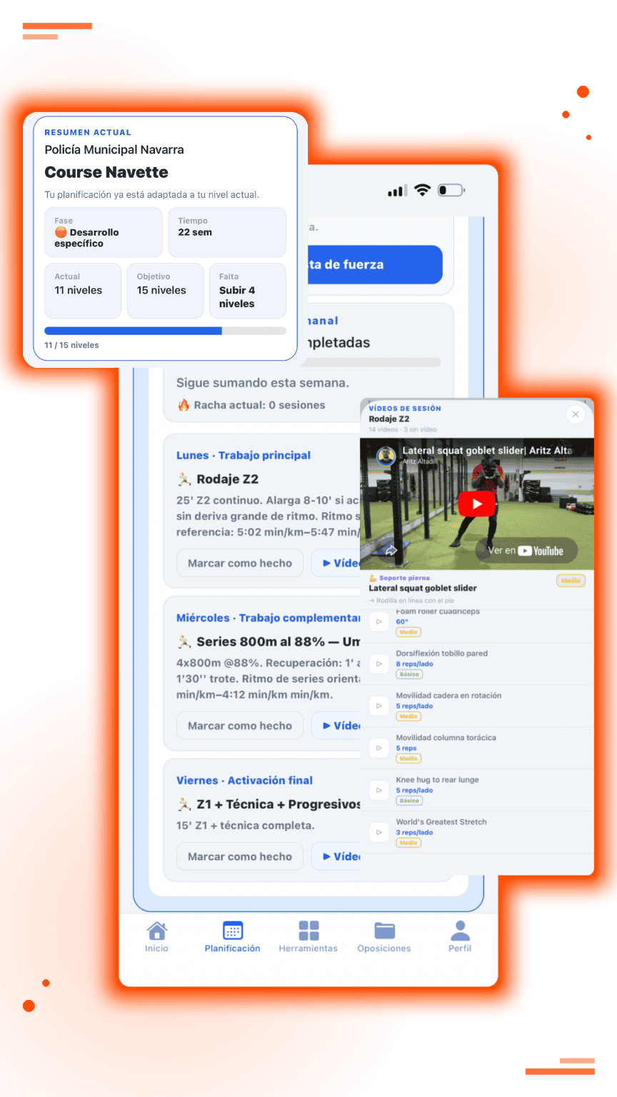 App OpositorPro para preparar pruebas físicas de oposiciones en España